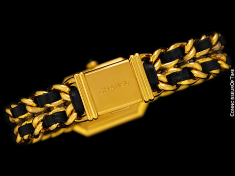 Chanel Premiere Ladies Rectangular 18K Gold Plated Watch with Bracelet - Original Box