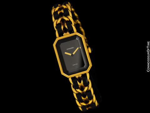 Chanel Premiere Ladies Rectangular 18K Gold Plated Watch with Bracelet - Original Box