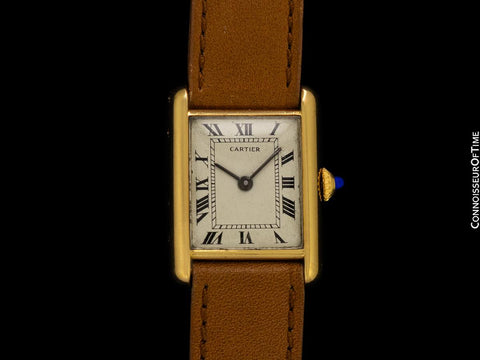 Cartier Vintage Ladies Tank Mechanical French Market Watch - Solid 18K Gold