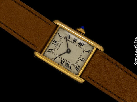 Cartier Vintage Ladies Tank Mechanical French Market Watch - Solid 18K Gold