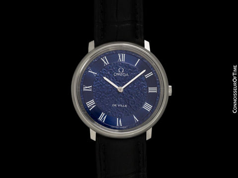1973 Omega De Ville Vintage Mens Handwound Watch with Embossed Dial - Stainless Steel