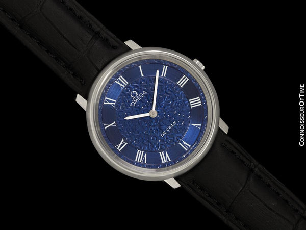 1973 Omega De Ville Vintage Mens Handwound Watch with Embossed Dial - Stainless Steel