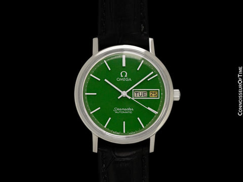 1979 Omega Seamaster Mens Automatic, Quick-Set Day Date Money Green Dial Watch - Stainless Steel