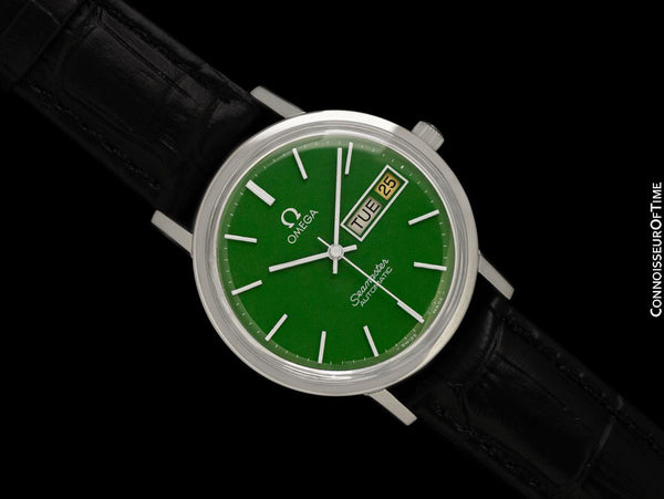 1979 Omega Seamaster Mens Automatic, Quick-Set Day Date Money Green Dial Watch - Stainless Steel