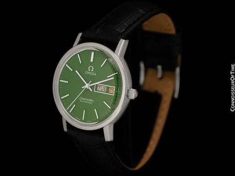 1979 Omega Seamaster Mens Automatic, Quick-Set Day Date Money Green Dial Watch - Stainless Steel