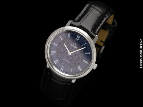 1973 Omega De Ville Vintage Mens Handwound Watch with Embossed Dial - Stainless Steel