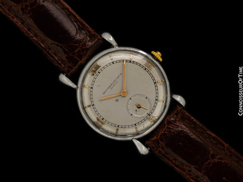 1942 Vacheron & Constantin Vintage Mens Tear Drop Watch - Stainless Steel & 18K Rose Gold