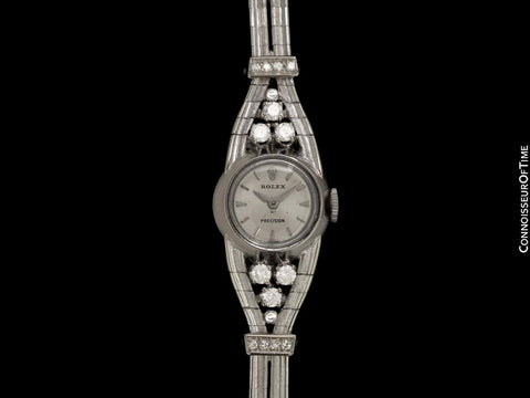 1960's Rolex Ladies Vintage Cocktail Watch - 18K White Gold & Diamonds