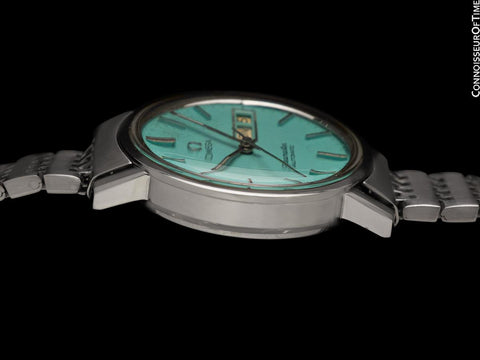 1975 Omega Seamaster Mens Automatic, Quick-Set Day Date Tiffany Blue Dial Watch - Stainless Steel