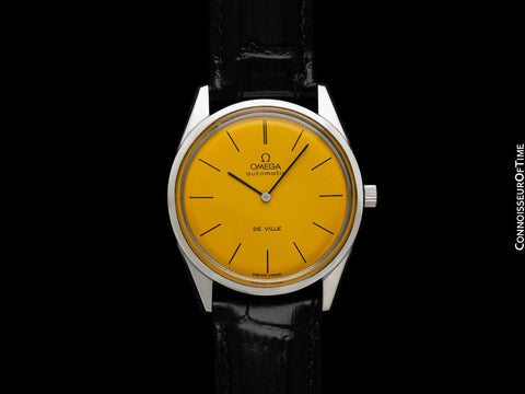 1973 Omega Vintage De Ville Mens Cal. 711 Automatic Watch with Ferrari Yellow Dial - Stainless Steel