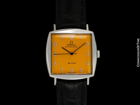 1966 Omega De Ville Vintage Mens Automatic Classic Retro Watch with Golden Yellow Dial - Stainless Steel