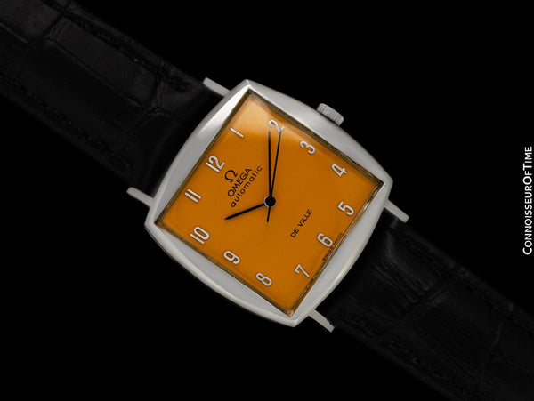 1966 Omega De Ville Vintage Mens Automatic Classic Retro Watch with Golden Yellow Dial - Stainless Steel