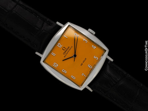 1966 Omega De Ville Vintage Mens Automatic Classic Retro Watch with Golden Yellow Dial - Stainless Steel
