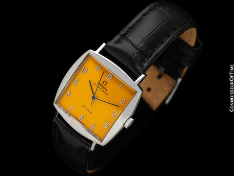 1966 Omega De Ville Vintage Mens Automatic Classic Retro Watch with Golden Yellow Dial - Stainless Steel