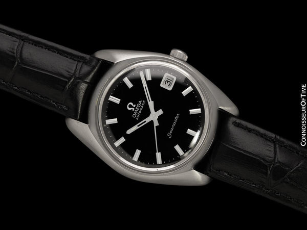1971 Omega Seamaster Mens Vintage Watch with Automatic Cal. 565 Movement and Black Dial - Stainless Steel