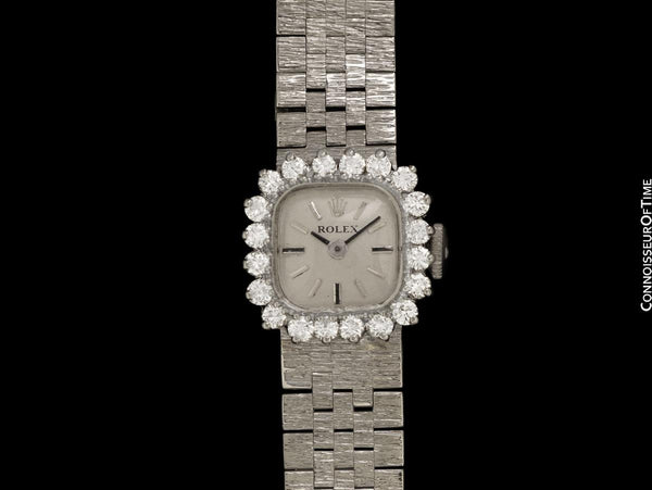 1960's Rolex Vintage Ladies Dress Bracelet Watch - 14K White Gold & Diamonds