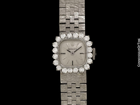 1960's Rolex Vintage Ladies Dress Bracelet Watch - 14K White Gold & Diamonds