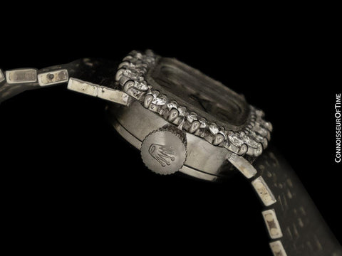 1960's Rolex Vintage Ladies Dress Bracelet Watch - 14K White Gold & Diamonds
