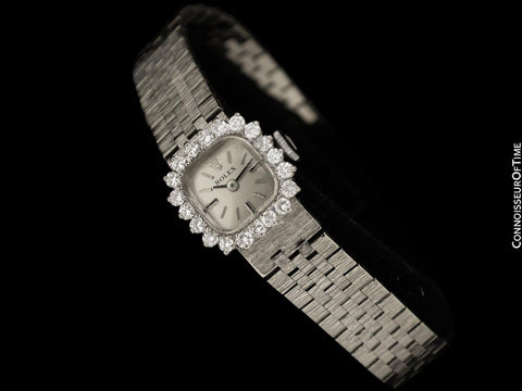 1960's Rolex Vintage Ladies Dress Bracelet Watch - 14K White Gold & Diamonds
