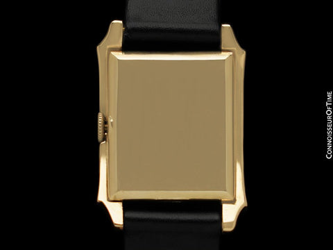 1950’s Ulysse Nardin 14K Gold Mens Midsize Watch with Sculpted Case – Box & Tag