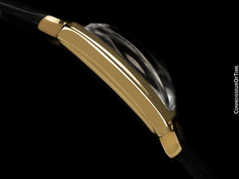 1950’s Ulysse Nardin 14K Gold Mens Midsize Watch with Sculpted Case – Box & Tag