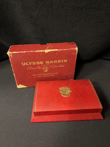 1950’s Ulysse Nardin 14K Gold Mens Midsize Watch with Sculpted Case – Box & Tag