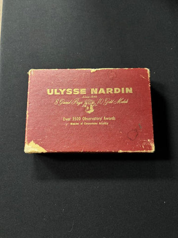 1950’s Ulysse Nardin 14K Gold Mens Midsize Watch with Sculpted Case – Box & Tag