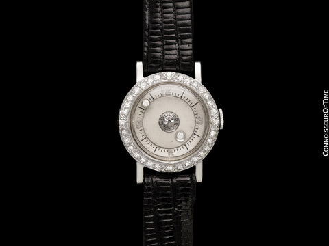 1958 Jaeger-LeCoultre Vintage Mystery Dial Ladies Watch - 14K White Gold & Diamonds