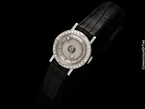 1958 Jaeger-LeCoultre Vintage Mystery Dial Ladies Watch - 14K White Gold & Diamonds