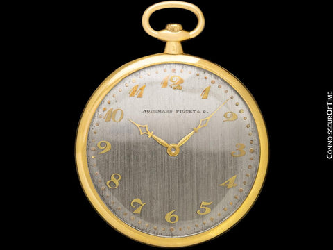 1918 Audemars Piguet Antique Art Deco Ultra Thin Mens Pocket Watch - 18K Gold
