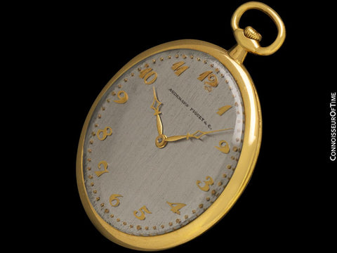 1918 Audemars Piguet Antique Art Deco Ultra Thin Mens Pocket Watch - 18K Gold