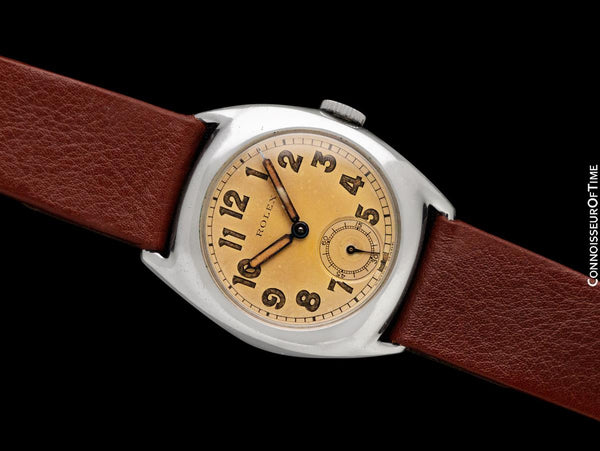 1938 Rolex Art Deco Vintage Mens Tonneau Ref. 3892 Watch - Chromium