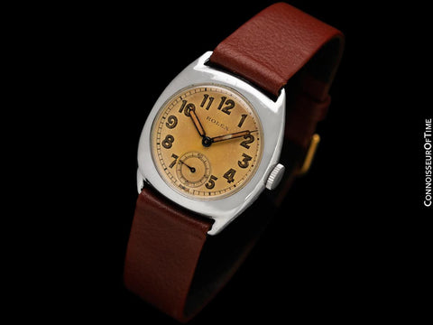 1938 Rolex Art Deco Vintage Mens Tonneau Ref. 3892 Watch - Chromium