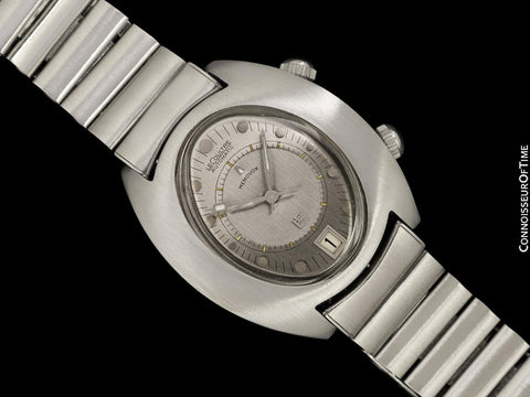 1970's Jaeger-LeCoultre Vintage Mens "Egg" Memovox Alarm Reveil - Stainless Steel