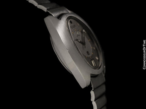 1970's Jaeger-LeCoultre Vintage Mens "Egg" Memovox Alarm Reveil - Stainless Steel