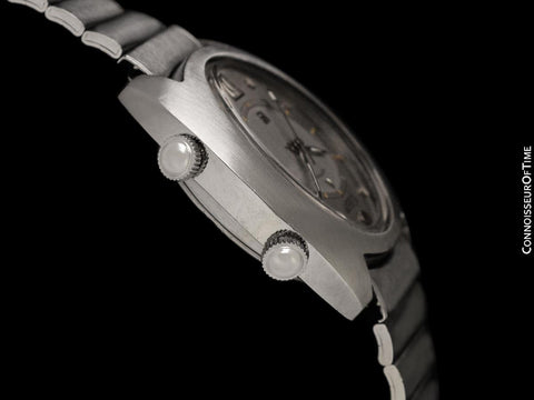 1970's Jaeger-LeCoultre Vintage Mens "Egg" Memovox Alarm Reveil - Stainless Steel