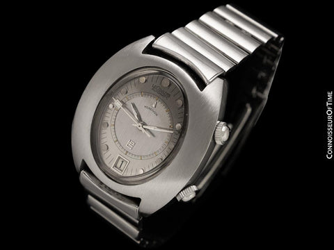 1970's Jaeger-LeCoultre Vintage Mens "Egg" Memovox Alarm Reveil - Stainless Steel