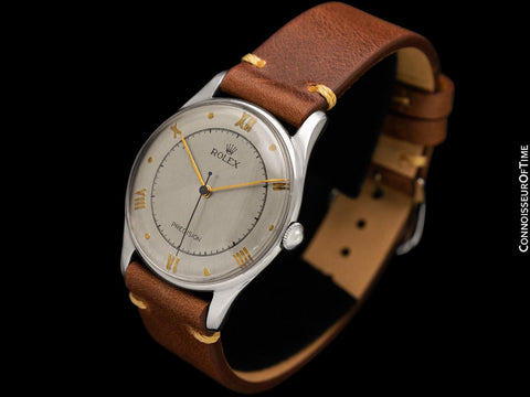 1946 Rolex Precision Full Size Vintage Mens Handwound Dress Watch - Stainless Steel