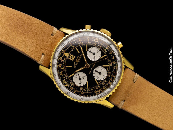 1968 Breitling Navitimer Vintage Aviator's AOPA Chronograph Watch - 18K Gold Plated & Stainless Steel