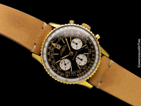 1968 Breitling Navitimer Vintage Aviator's AOPA Chronograph Watch - 18K Gold Plated & Stainless Steel