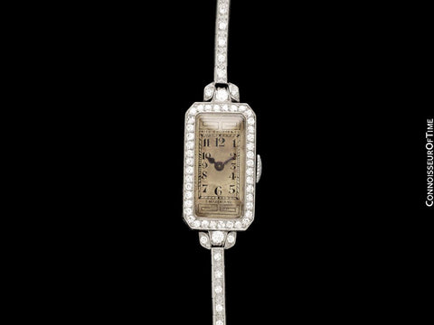 1930 Patek Philippe Vintage Art Deco Ladies Watch with Bracelet - Platinum & Diamonds