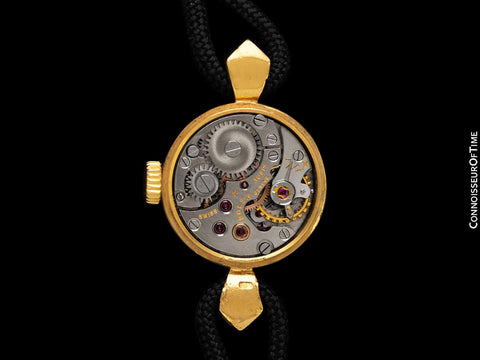 c. 1957 Rolex Orchid Ladies Vintage Watch, 18K Gold - Rare & Beautiful Crown Design