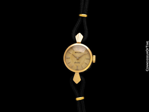c. 1957 Rolex Orchid Ladies Vintage Watch, 18K Gold - Rare & Beautiful Crown Design