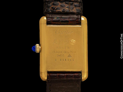 Cartier Vintage Ladies Tank Mechanical Watch With Chocolate Dial - Gold Vermeil, 18K Gold over Sterling Silver