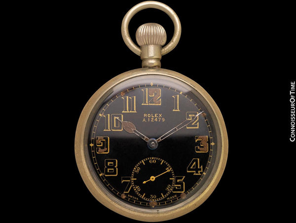 1940's Rolex WWII British Military Vintage Antique Mens 50mm Pocket Watch - Nickel