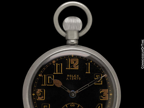 1940's Rolex WWII British Military Vintage Antique Mens 50mm Pocket Watch - Nickel
