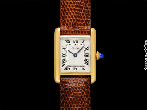 Cartier Vintage Ladies Tank Mechanical Watch - Gold Vermeil, 18K Gold over Sterling Silver
