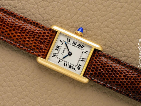 Cartier Vintage Ladies Tank Mechanical Watch - Gold Vermeil, 18K Gold over Sterling Silver