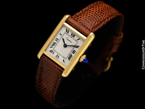 Cartier Vintage Ladies Tank Mechanical Watch - Gold Vermeil, 18K Gold over Sterling Silver