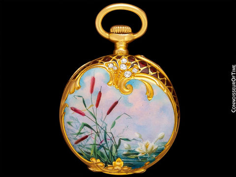 1912 Patek Philippe Vintage Ladies Miniature Pendant 18K Gold, Enamel & Diamond Watch - Patek Papers